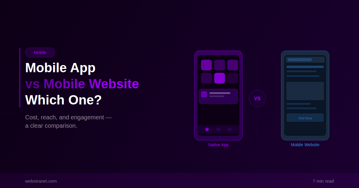 Illustration comparing a mobile app and a mobile website for business strategy